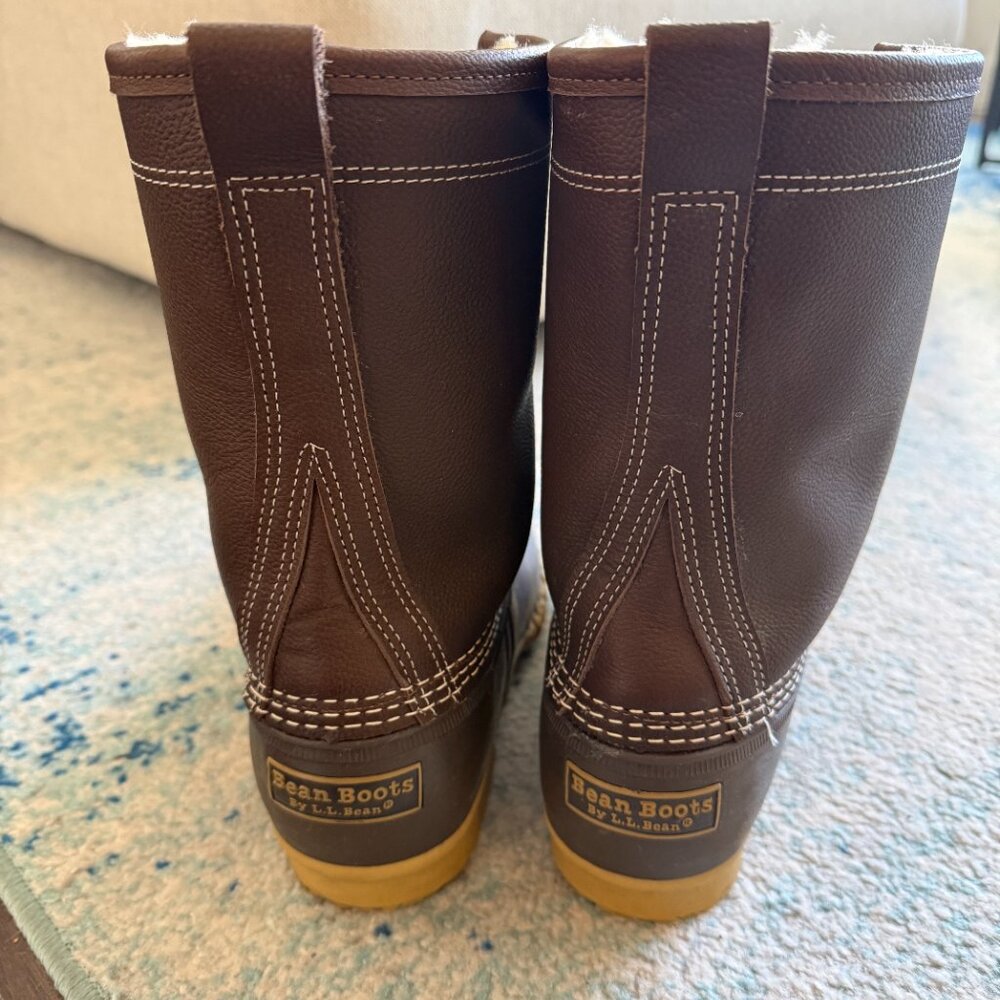 Men's L.L. Bean 10" Shearling Insulated Brown Boots (Sz 10) - Picture 5 of 6